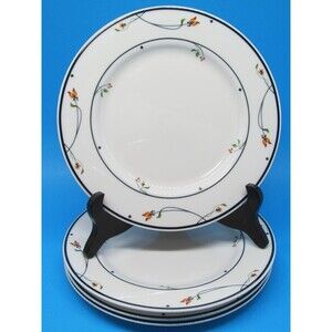 Gorham Town Country ARIANA  Amber Flowers Porcelain Lunch Salad Plates Set 4